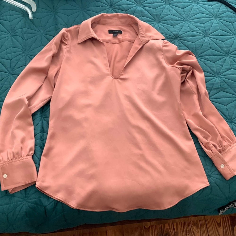 J. crew rose satin v neck blouse